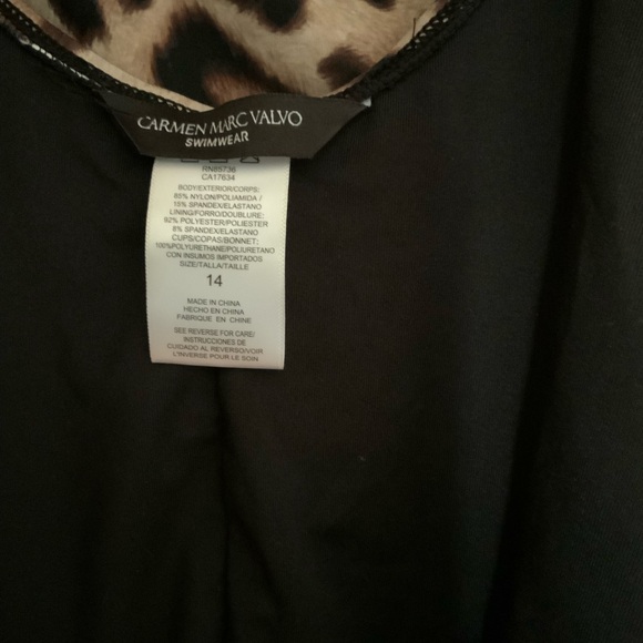 Carmen Marc Valvo U-Back Side-Zip One-Piece Swimsuit Leopard Sz 14 - Picture 10 of 10